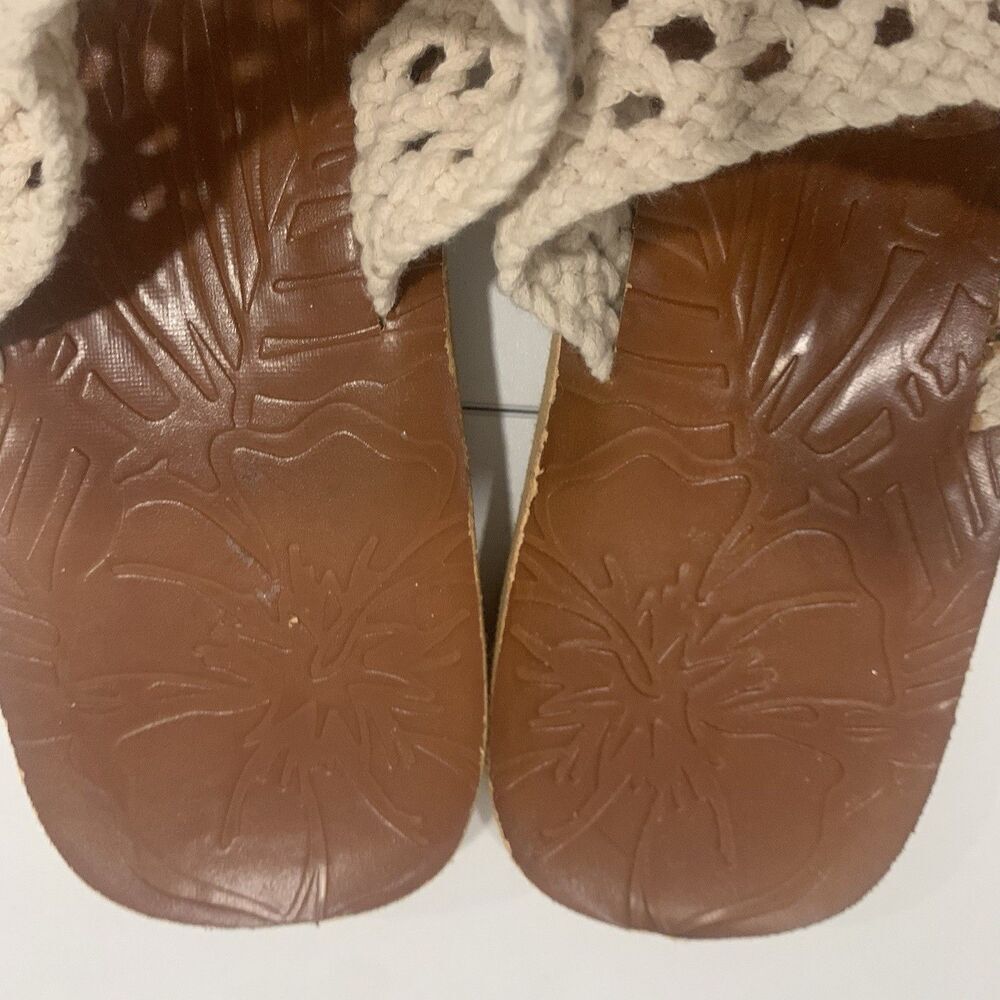T-strap Sandals Thongs Flip Flop Flats Ivory White Macrame Womens Sz 9 - Picture 4 of 16